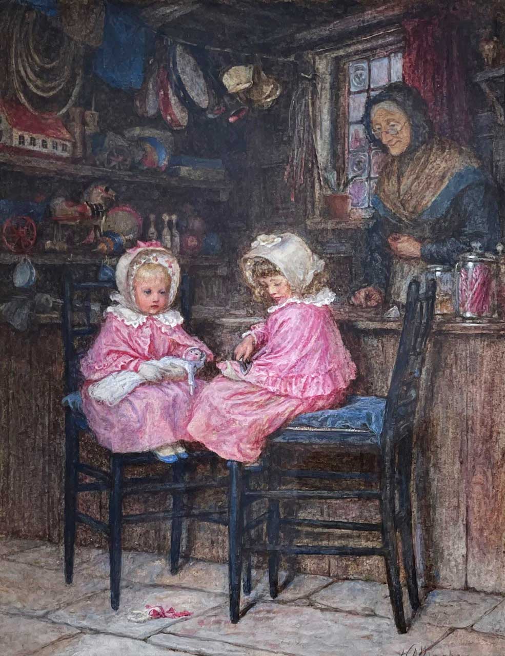 Helen Allingham Watercolour The young Customers